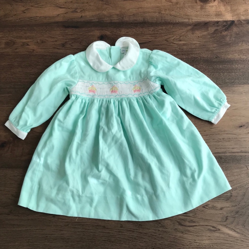 Petit Pomme 18 mos mint dress with cupcake design